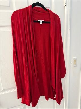 Athleta Red Open-Front Draped Cardigan